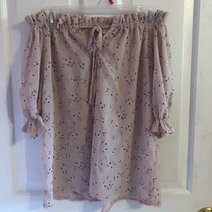 CREME PINK SHORT SLEEVE BLOUSE WITH BOW